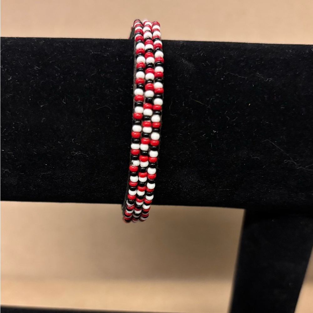 Elegant Life Line Red and White Beaded Bracelet